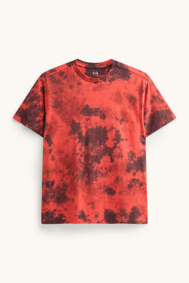 Kinder Jungen - Kurzarmshirt - gemustert - schwarz / rot