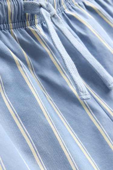Herren - Pyjama-Shorts - gestreift - hellblau