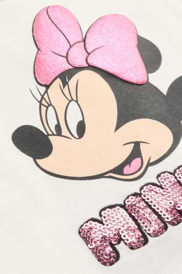 Kinder Mädchen - Minnie Maus - Top - Glanz-Effekt - weiss
