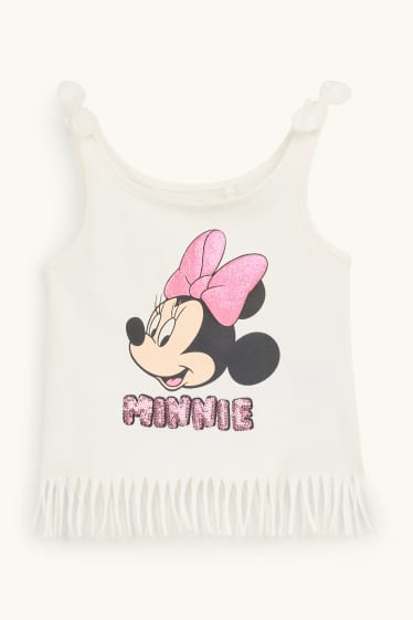 Kinder Mädchen - Minnie Maus - Top - Glanz-Effekt - weiss