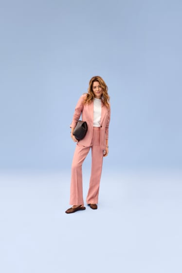 Mujer - Americana de oficina de lino - regular fit - rosa