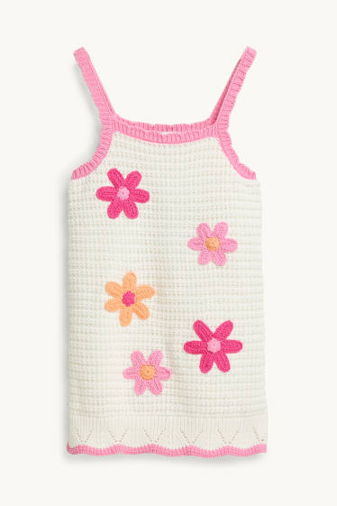 Children Girls - Floral - knitted dress - white
