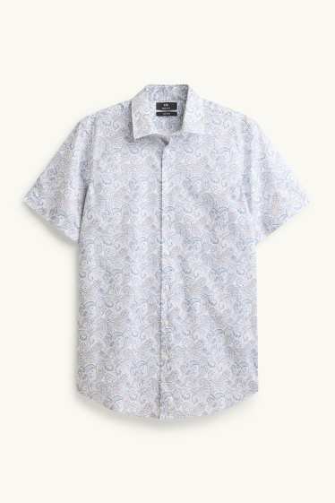 Herren - Hemd - Regular Fit - Kent - bügelleicht - gemustert - weiß / blau