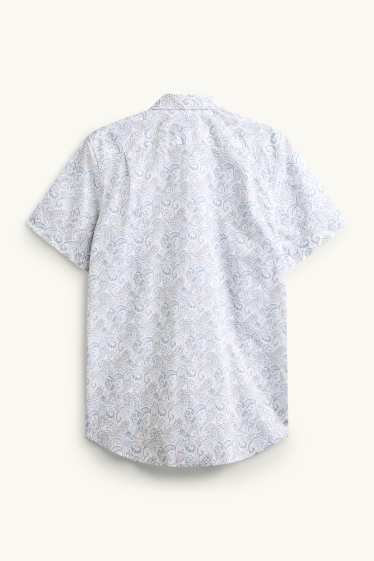 Herren - Hemd - Regular Fit - Kent - bügelleicht - gemustert - weiß / blau