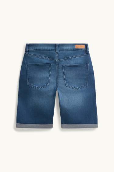 Damen - Jeans-Bermudas - Mid Waist - Slim Fit - jeansblau