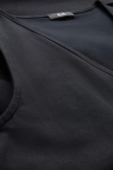 Damen - A-Linien Kleid mit V-Ausschnitt - schwarz