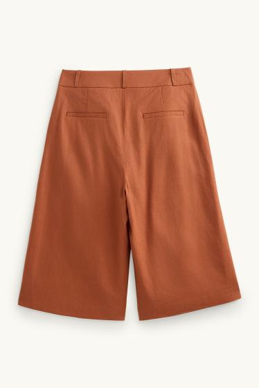 Femmes - Bermudas de bureau - mid-waist - lin mélangé - marron