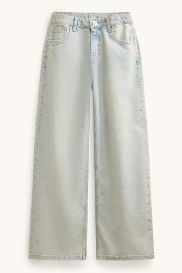 Children Girls - Wide leg jeans - light blue