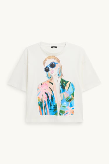 Damen - T-Shirt - Relaxed Fit - weiß