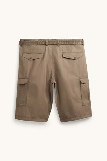Bărbați - Pantaloni scurţi cargo cu curea - maro