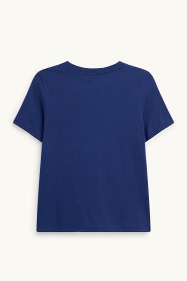 Donna - T-shirt - regular fit - effetto brillante - blu scuro