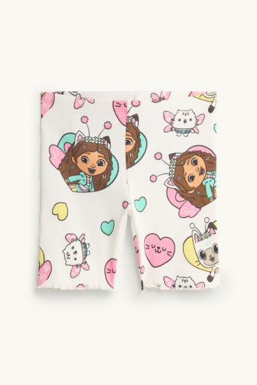 Kinder Mädchen - Gabby's Dollhouse - Radlerhose - gerippt - weiß