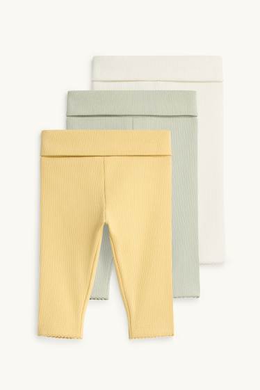 Baby: meisjes - Set van 3 - babylegging - fijn geribd - geel
