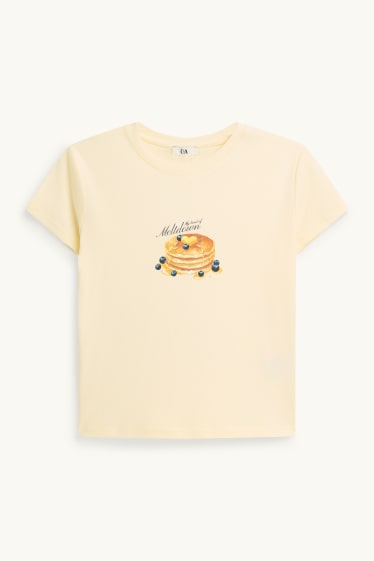 Damen - T-Shirt - Slim Fit - hellgelb