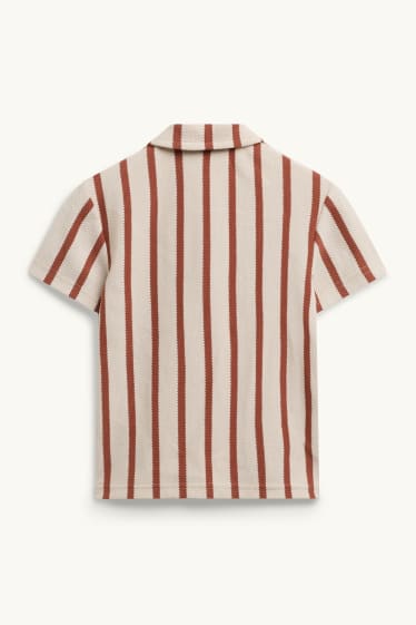 Kinderen: jongens - Overhemd - gestreept - met structuur - bruin / beige