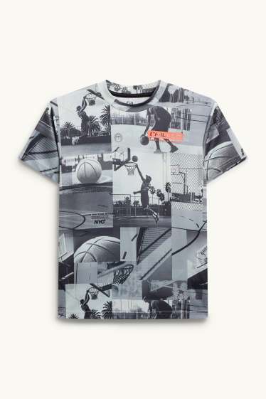 Children Boys - Basketball - short sleeve T-shirt - black / white