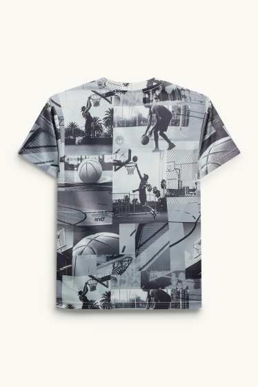 Children Boys - Basketball - short sleeve T-shirt - black / white