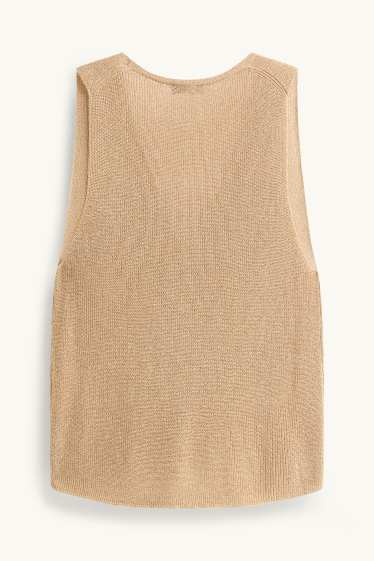 Donna - Gilet in maglia - a coste - beige
