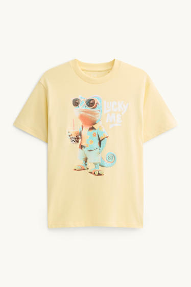 Kinder Buben - Chamäleon - Kurzarmshirt - gelb