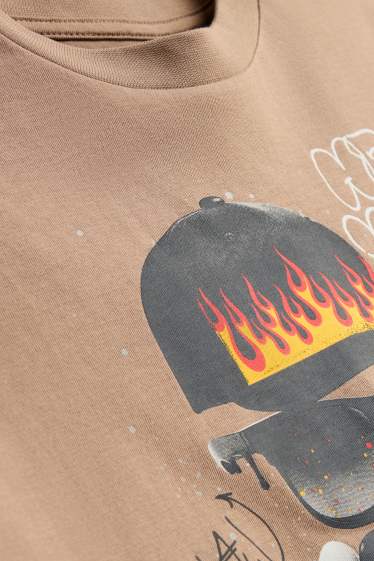 Kinder Buben - Skater - Kurzarmshirt - hellbraun
