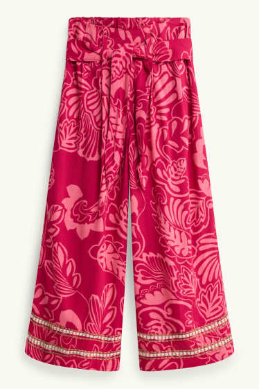 Kinder Mädchen - Stoffhose - gemustert - pink / rosa