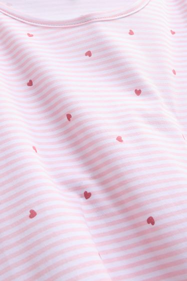Damen - Nachthemd - gestreift - gemustert - rosa