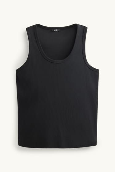 Damen - Top - gerippt - schwarz