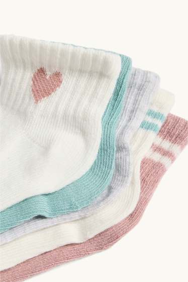 Nadó nena - Paquet de 5 - cors - mitjons amb dibuix per a nadó - blanc/rosa