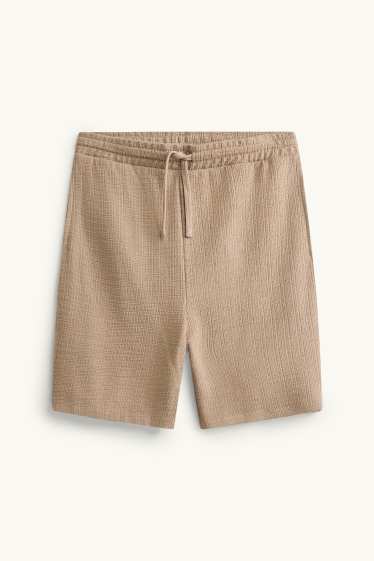 Bărbați - Pantaloni scurți de trening - structurați - maro deschis