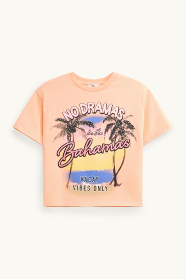 Bambine - T-shirt con strass - Bahamas - arancione