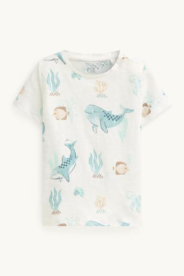 Baby: jongens - Walvis en vis - baby-T-shirt - wit