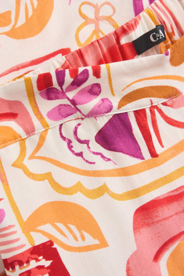 Damen - Stoffhose - High Waist - Palazzo - gemustert - orange