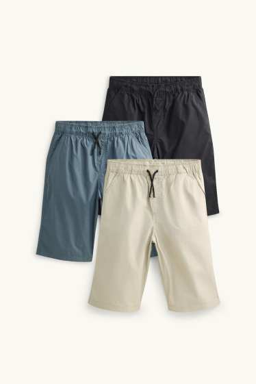 Kinder Jungen - Multipack 3er - Bermudas - blau / beige