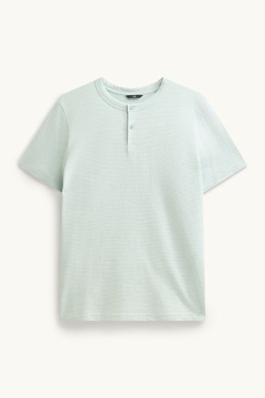 Heren - T-shirt - regular fit - gestreept - lichtgroen