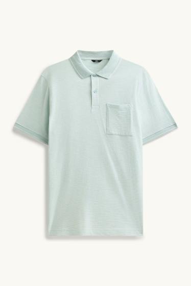 Hommes - Polo - regular fit - à rayures - finition texturée - vert clair