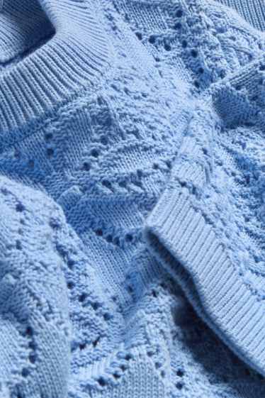 Damen - Strickpullover - kurzarm - blau