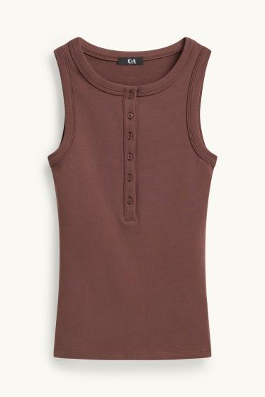 Damen - Top - gerippt - braun