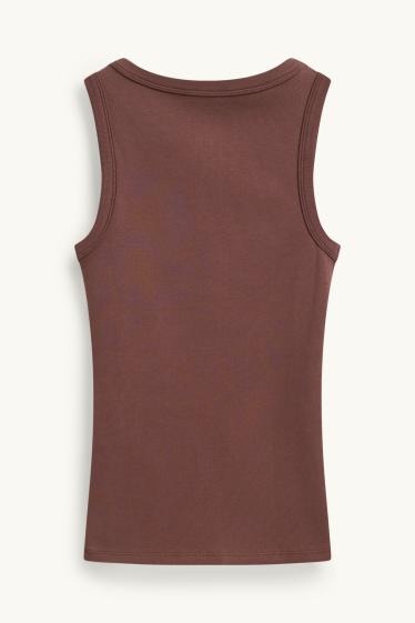 Damen - Top - gerippt - braun