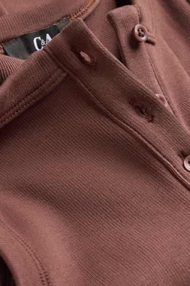 Damen - Top - gerippt - braun