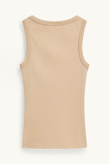 Damen - Top - gerippt - beige