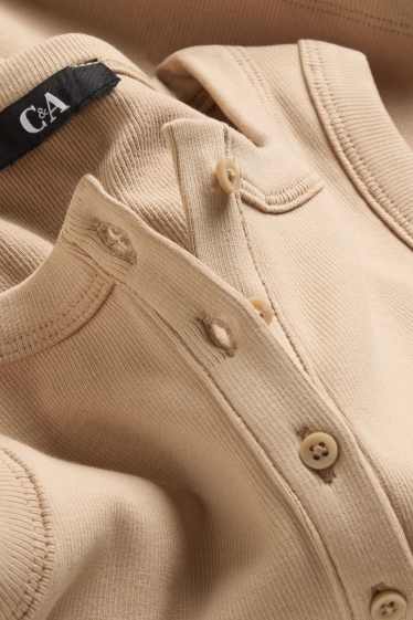 Damen - Top - gerippt - beige