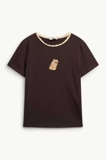Women - T-shirt - regular fit - brown