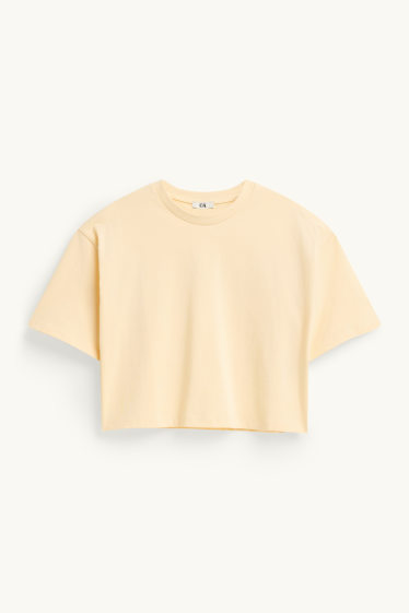 Dames - T-shirt - relaxed fit - lichtgeel