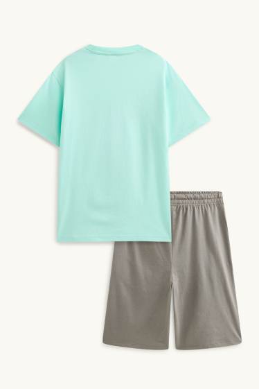 Copii - Băieți - Iepure - set - tricou cu mânecă scurtă și pantaloni scurți - 2 piese - turcoaz