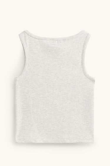 Děti - dívky - Hvězda - top se štrasovými kamínky - žebrovaný - světle šedá