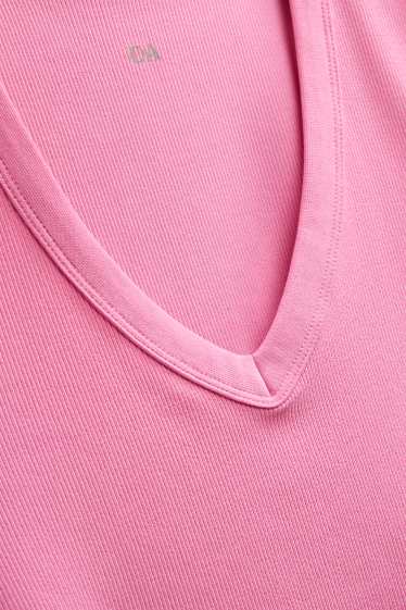 Damen - Top - gerippt - pink
