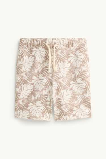 Children Boys - Sweat shorts - patterned - light brown