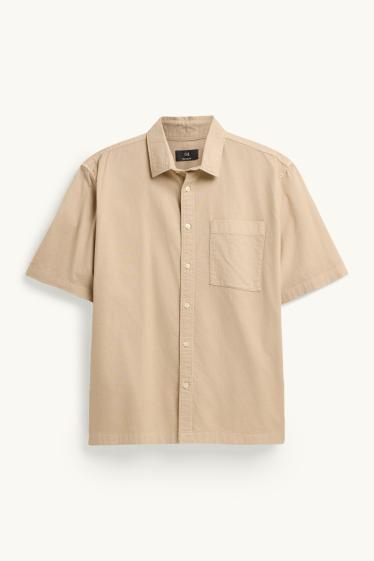 Hommes - Chemise - relaxed fit - col kent - beige