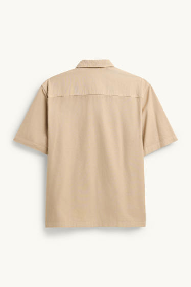 Hommes - Chemise - relaxed fit - col kent - beige