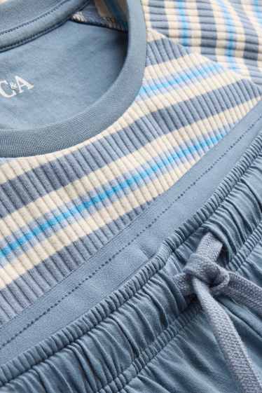 Hommes - Pyjashort - 2 pièces - bleu / blanc